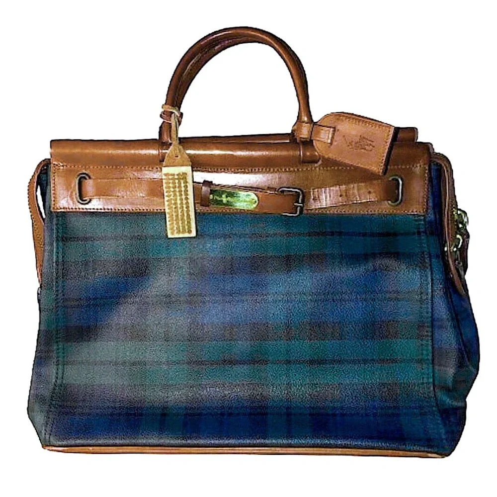 RALPH LAUREN Black Watch Tartan Plaid Doctor's Work Carry-On Laptop Bag 38cm